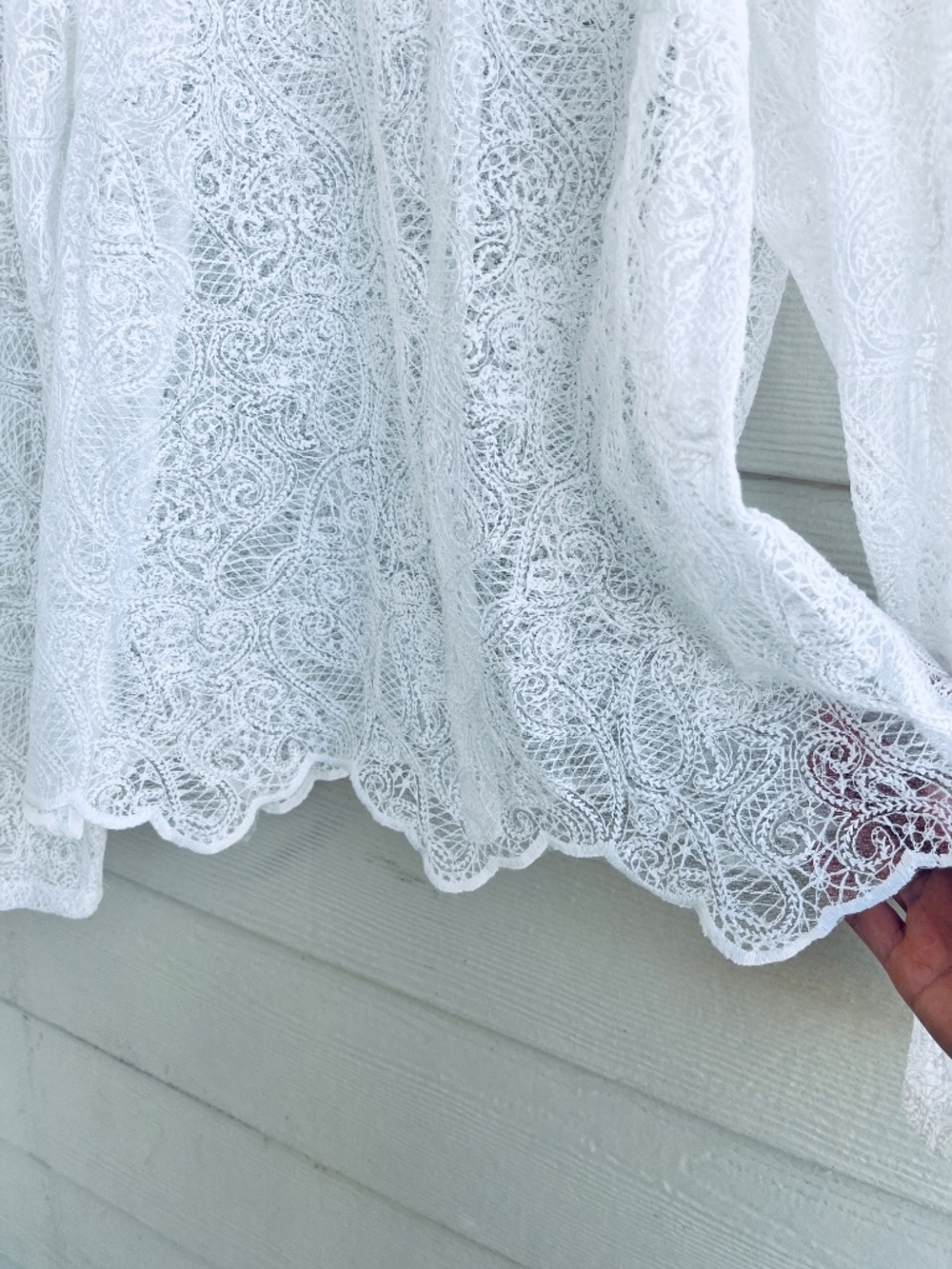 Aqua Women's White Fully Lace Long Sleeve Cotton Blend Size M - Picture 9 of 14